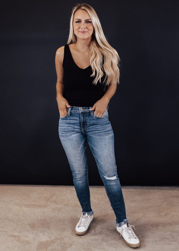 Double V-Neck Crop Tank *BLACK Hot on Sale - Image 2