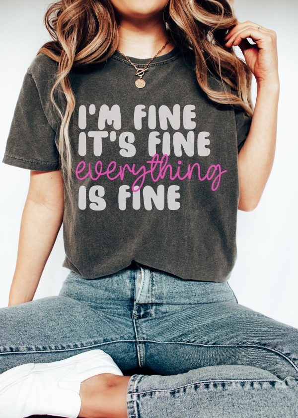 *Comfort Colors Everything is Fine Cursive Tee *7 Colors (S-4X) Online now - Image 5