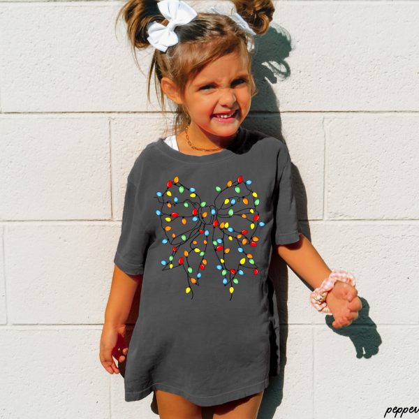 *YOUTH Christmas Lights Coquette Tee *3 Colors (S-3X) Fashion - Image 2