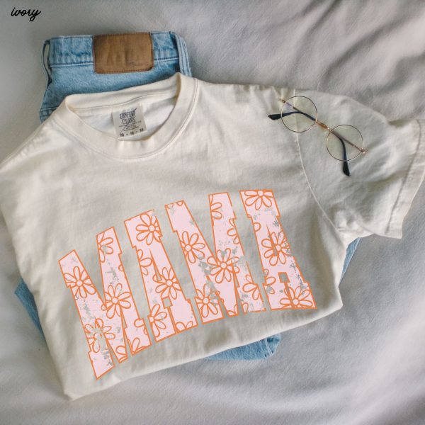 *Mama Floral Outline Tee *7 Colors (S-3X) Hot on Sale - Image 2