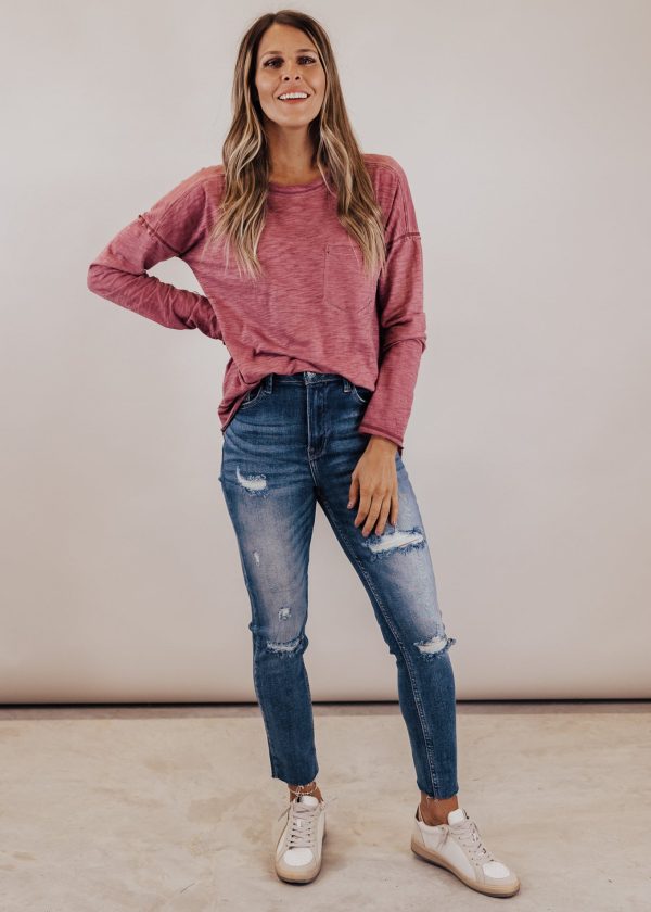 Camille Slub Top (S-3X) *BRICK MAROON For Sale - Image 2