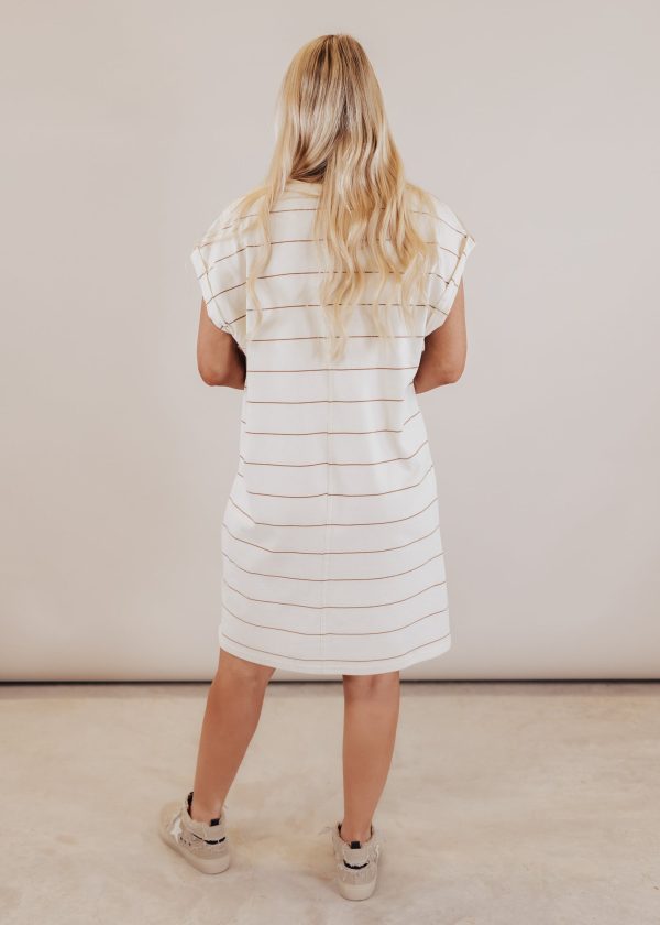 Ivory Brown Stripe Dress Online Hot Sale - Image 5