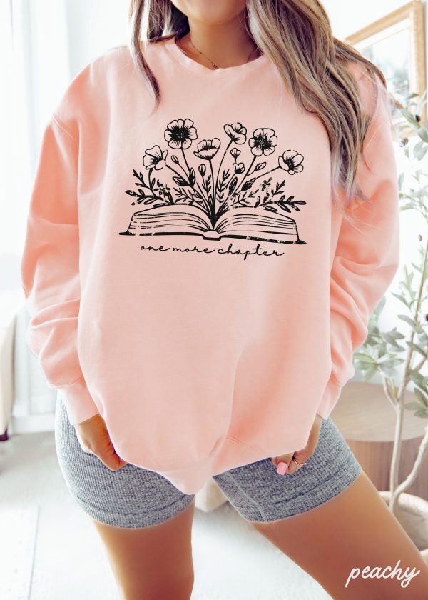PRE-ORDER: One More Chapter Floral Book Sweatshirt *8 Colors Comfort Colors (S-3X) Discount - Image 5