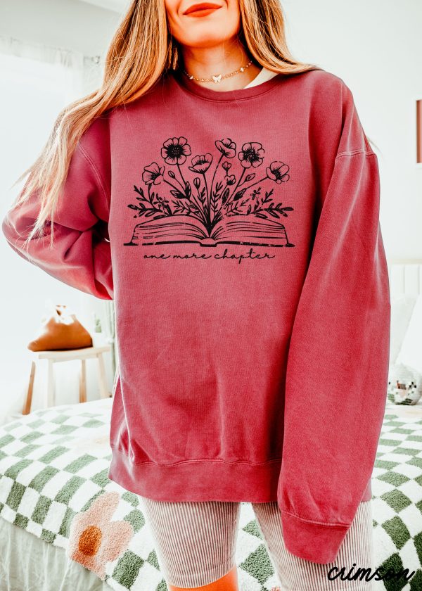 PRE-ORDER: One More Chapter Floral Book Sweatshirt *8 Colors Comfort Colors (S-3X) Discount - Image 4