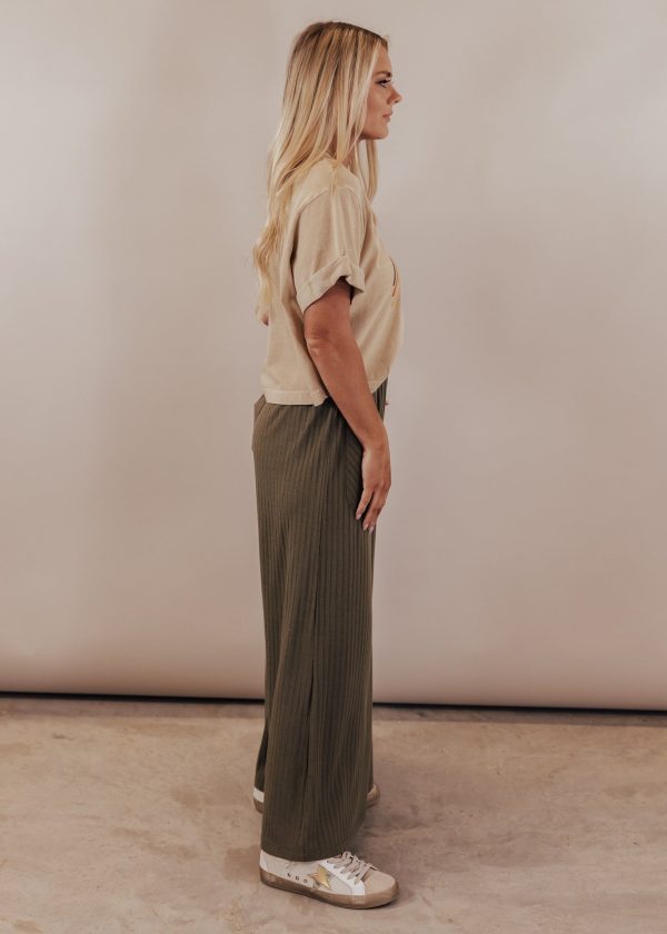 Tanner Wide Leg Pants *OLIVE Hot on Sale - Image 4