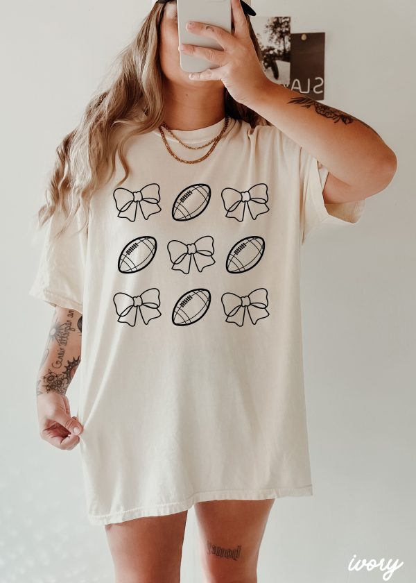 Football Bow Coquette Rows Tee *12 Colors (S-3X) For Discount - Image 3