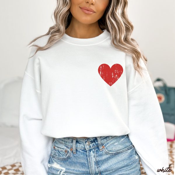 Pocket Heart Sweatshirt *6 Colors (S-3X) Discount - Image 4