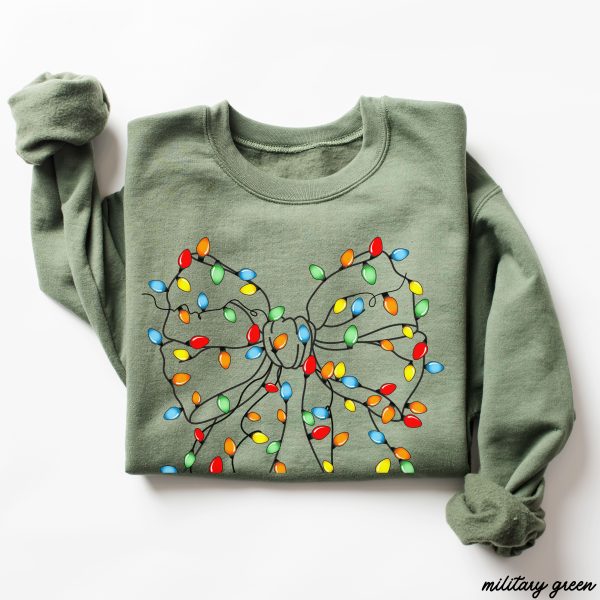 *Christmas Lights Coquette Sweatshirt *6 Colors (S-3X) on Sale - Image 4