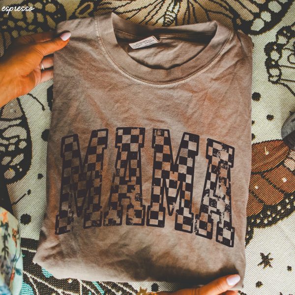 Mama Outline Checkered Tee *12 Colors (S-3X) on Sale