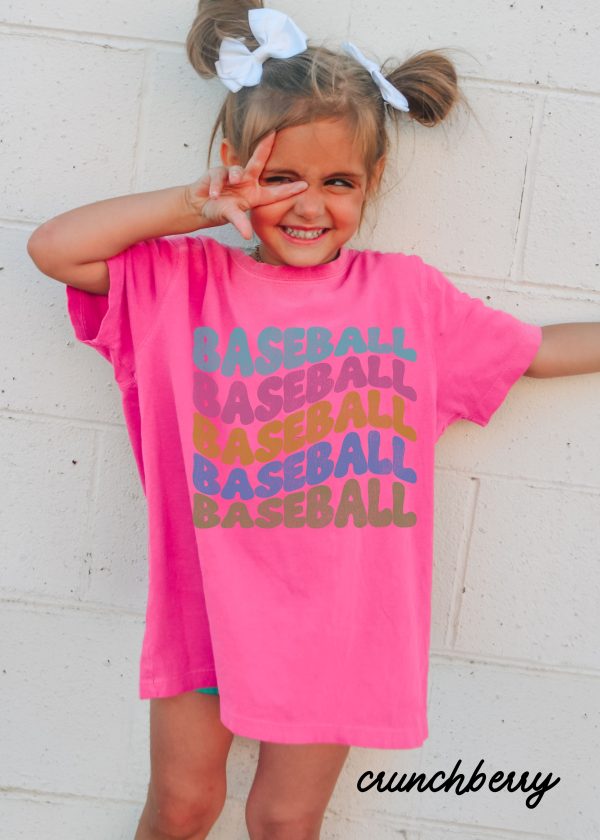 *Youth Baseball Wavy Tee *5 Colors (XS-XL) Online now - Image 2