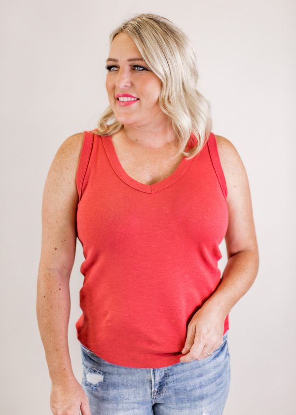 Amanda V-Neck Tank *CRANBERRY For Sale - Image 4
