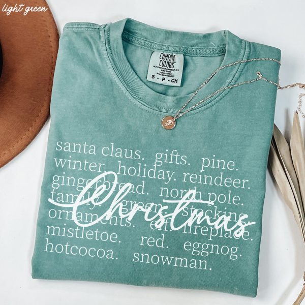 Pre-Order: Christmas Words Tee *7 Colors (S-3X) Online - Image 3