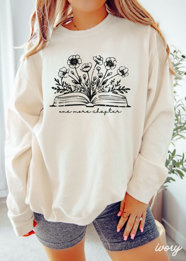 PRE-ORDER: One More Chapter Floral Book Sweatshirt *8 Colors Comfort Colors (S-3X) Discount