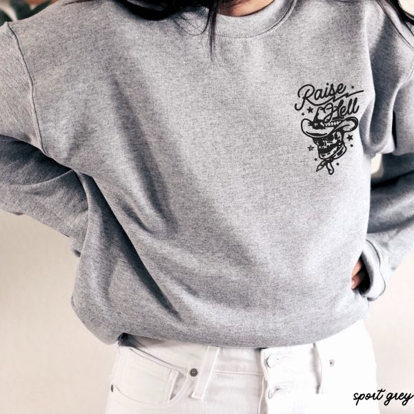 PRE-ORDER: Raise Hell Skull Sweatshirt *6 Colors (S-3X) Discount - Image 2