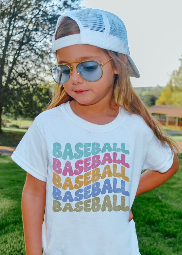 *Youth Baseball Wavy Tee *5 Colors (XS-XL) Online now