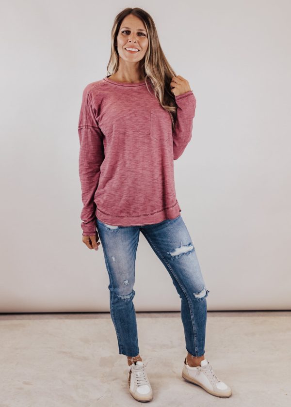 Camille Slub Top (S-3X) *BRICK MAROON For Sale - Image 5
