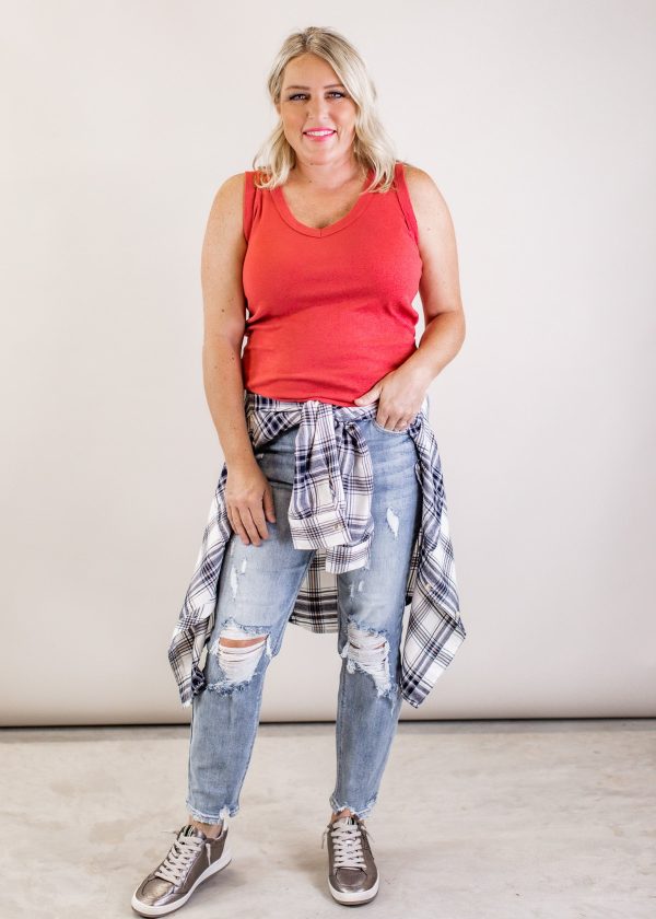 Amanda V-Neck Tank *CRANBERRY For Sale - Image 2