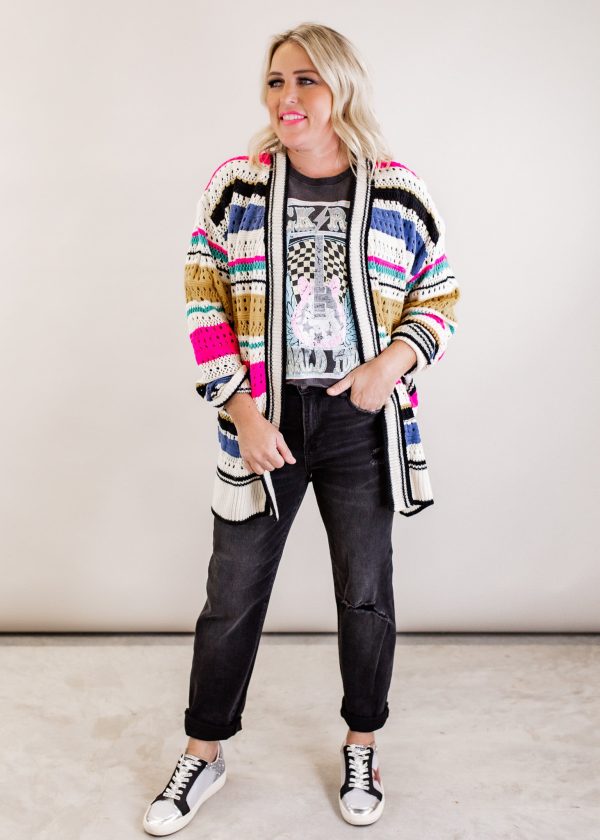 Stripe Pointelle Cardigan (S-XL) *MULTI Online - Image 2