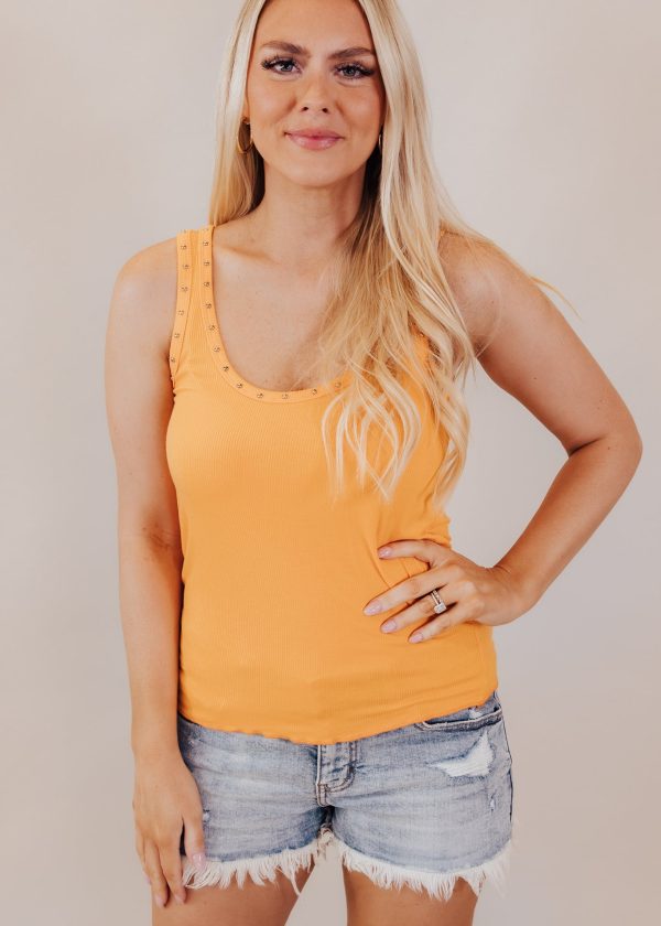 Pol Stud Fitted Tank *MANGO For Cheap