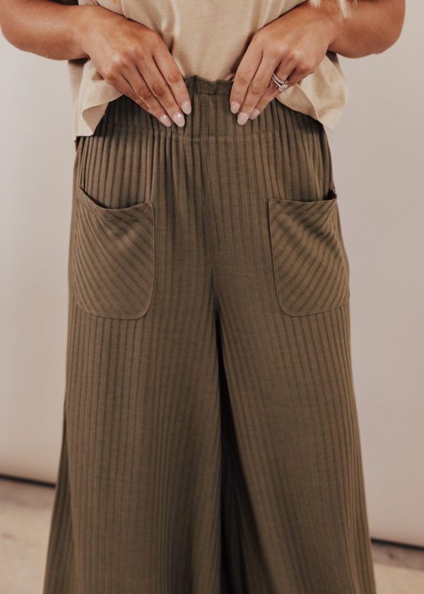 Tanner Wide Leg Pants *OLIVE Hot on Sale - Image 3