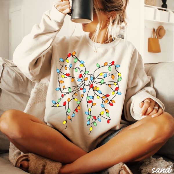 *Christmas Lights Coquette Sweatshirt *6 Colors (S-3X) on Sale - Image 2