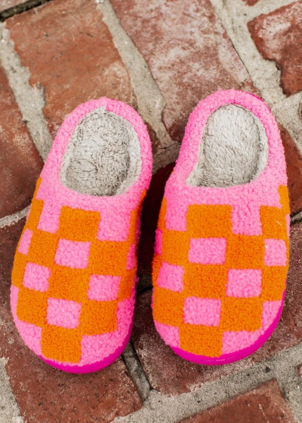Checkered Slippers (S-XL) *PINK ORANGE For Sale - Image 2