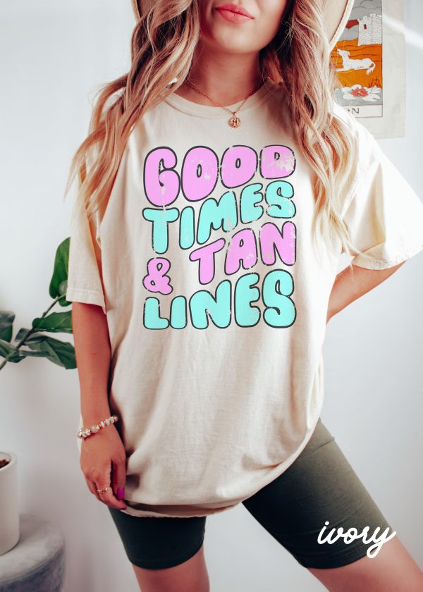 *Good Times Tan Lines FRONT Print Tee *6 Colors (S-3X) For Cheap - Image 3