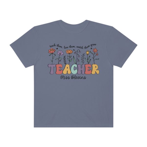 *Personalized MISS BLEVINS Floral Teacher Tee *9 Colors (S-4X) on Sale - Image 4