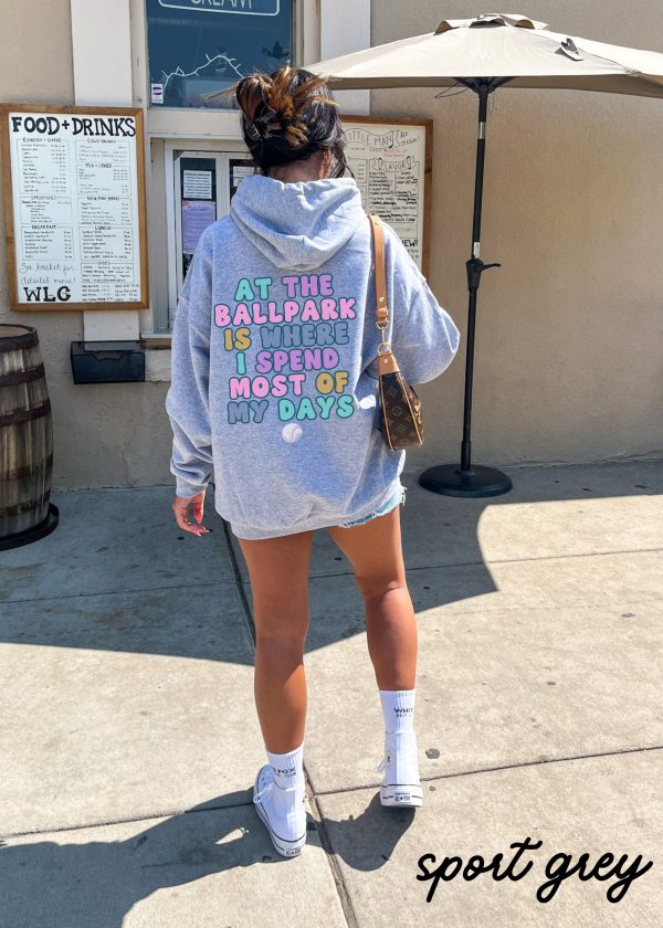 *At the Ballpark Back Print Hoodie *6 Colors (S-5X) on Sale - Image 2