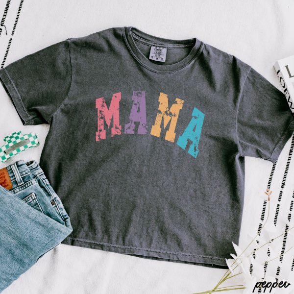 *COLORFUL Mama University CROP Tee *3 Colors (S-2X) Discount