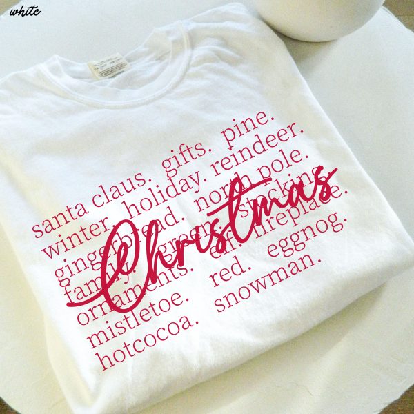Pre-Order: Christmas Words Tee *7 Colors (S-3X) Online - Image 2