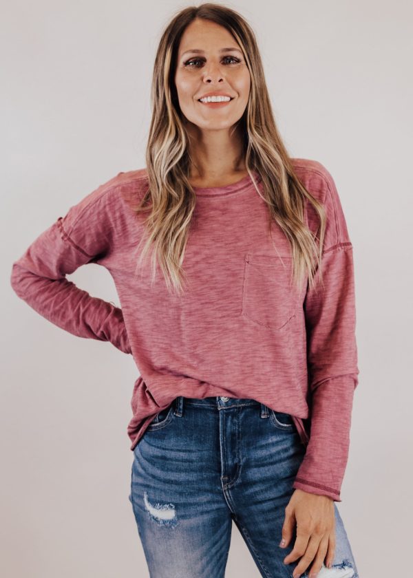 Camille Slub Top (S-3X) *BRICK MAROON For Sale