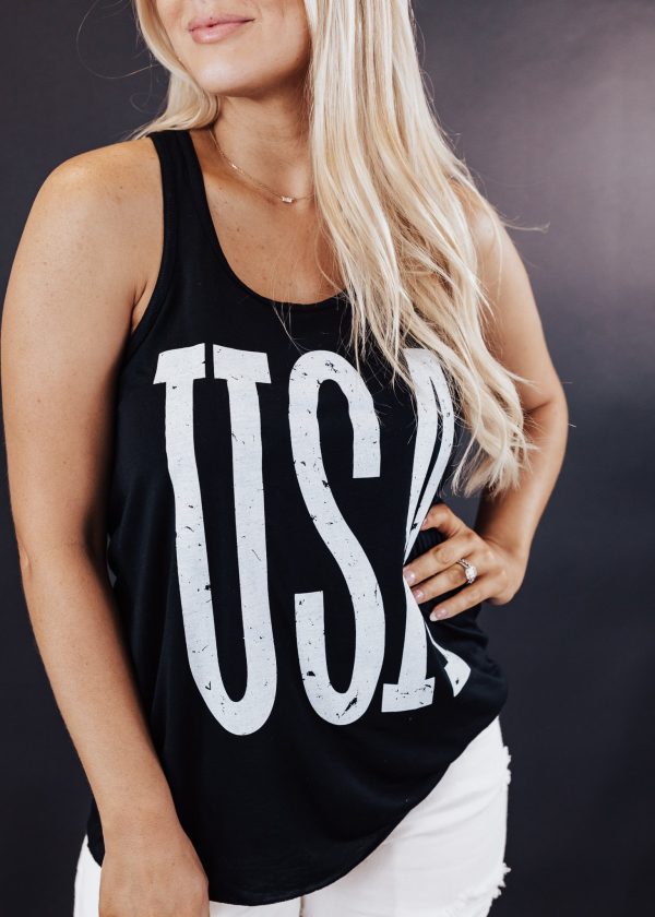 USA Flowy Tank *Black (XS-2X) Online - Image 3