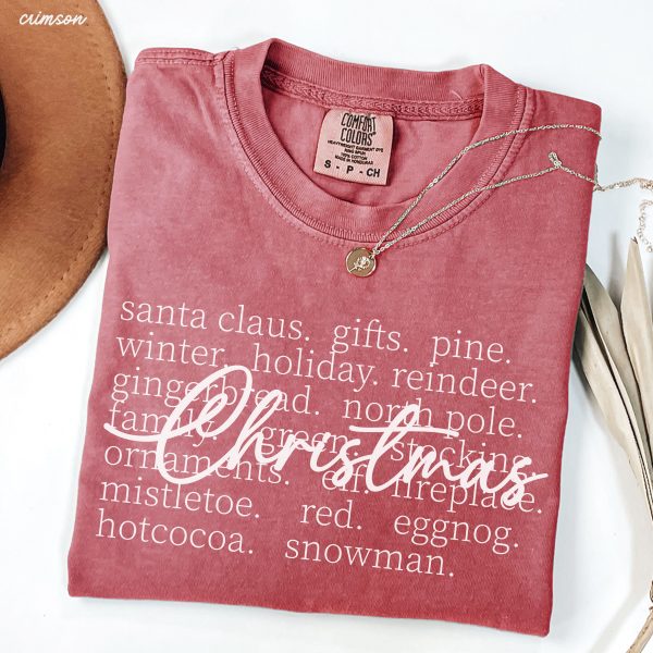 Pre-Order: Christmas Words Tee *7 Colors (S-3X) Online