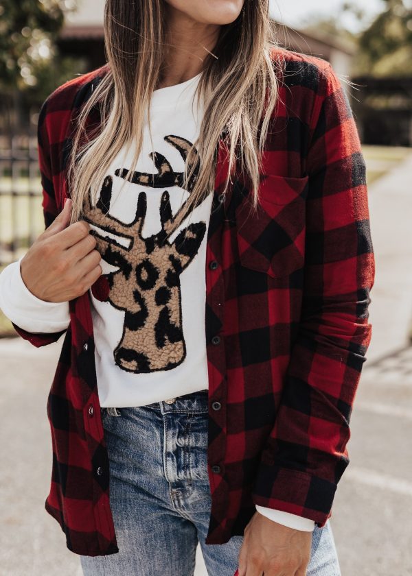 2X: Stacy Flannel *RED BLACK Checkered on Sale - Image 2