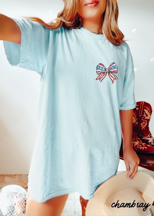 *Bow Coquette USA Tee *5 Colors (S-3X) Sale - Image 3