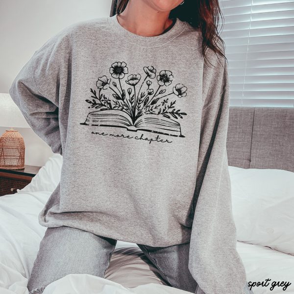 One More Chapter Floral Book Sweatshirt *7 Colors (S-3X) Online now - Image 5