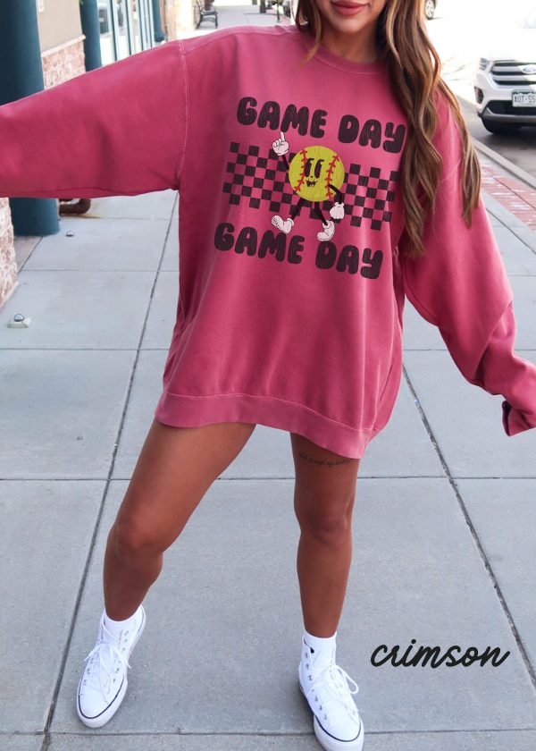 *Game Day SOFTBALL Mascot Comfort Colors Sweatshirt (S-2X) Hot on Sale